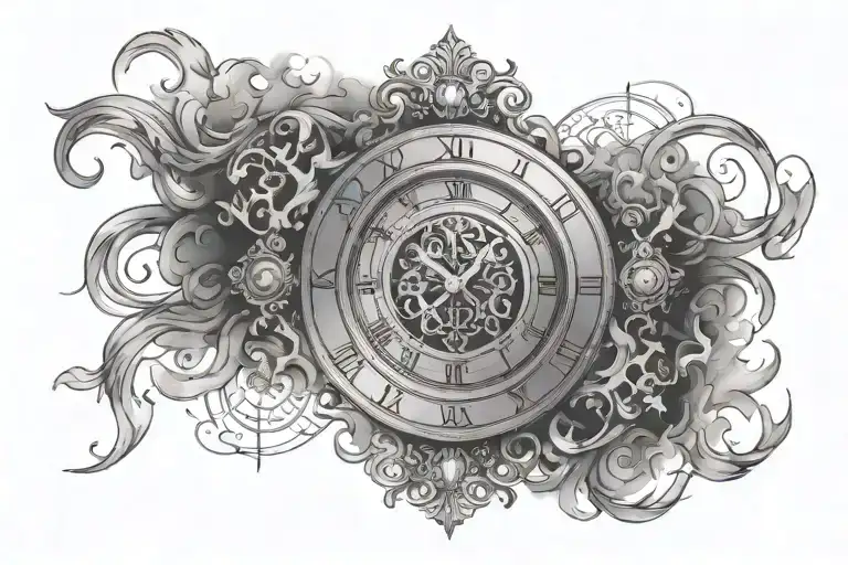 Roman numerals with smoke background tattoo design idea