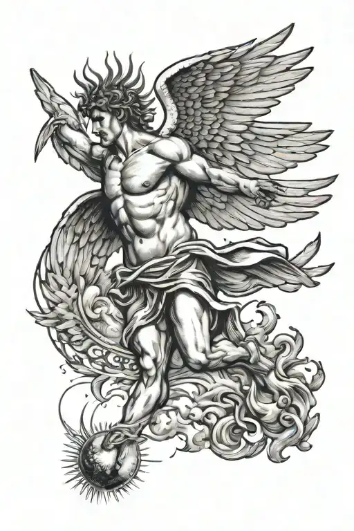 icarus falling from the sun tattoo design idea