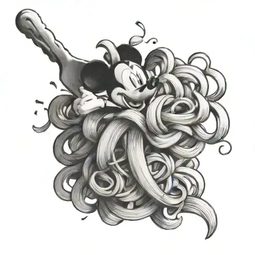 I want a fork with pasta spun on it and a hidden Mickey in the pasta  tattoo design idea