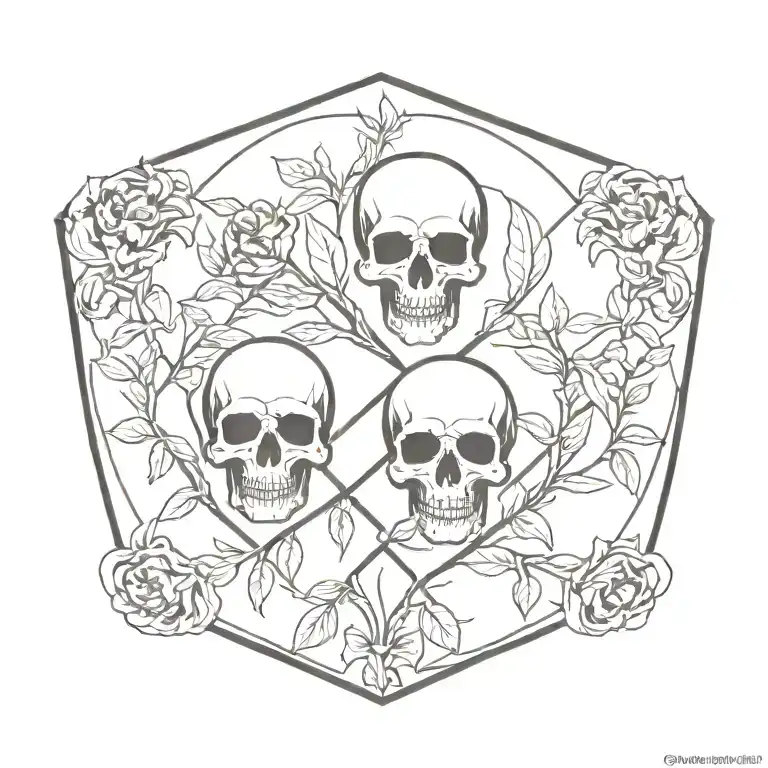 plants with skulls representing dark periods tattoo design idea