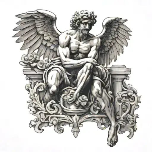 draw a tattoo with the Greek god Eros with a gay man tattoo design idea