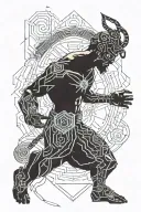 male god full body symbolizing power and rebirth tattoo design idea
