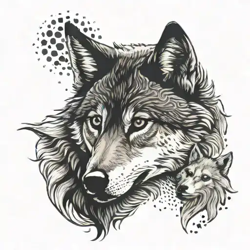 she-wolf with a wolf cub tattoo design idea