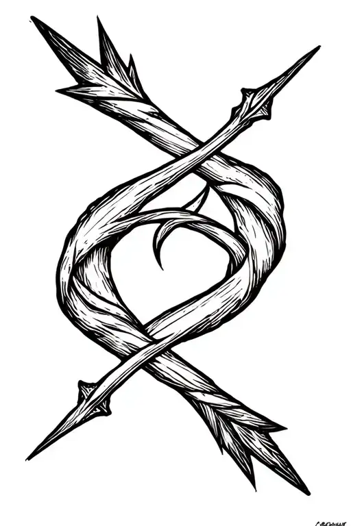 arrow twisted in the middle tattoo design idea