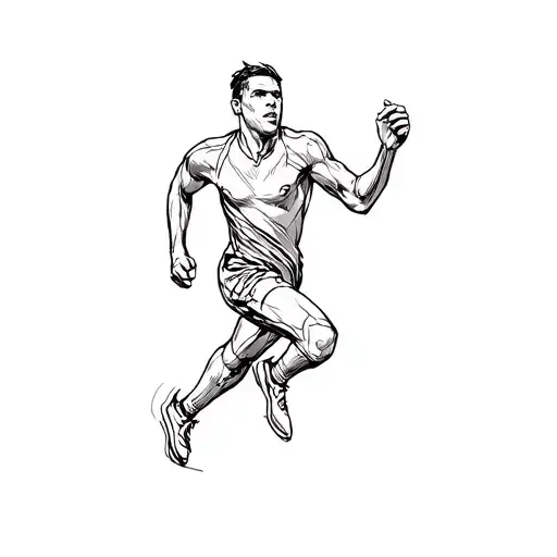 Running man with text tattoo design idea