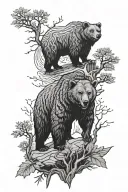 Norse, forest, bear,  tattoo design idea