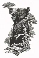 Norse, forest, bear,  tattoo design idea