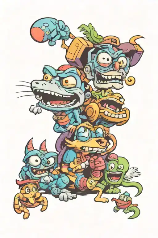 90s cartoon characters tattoo design idea