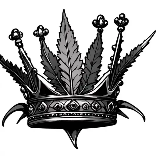 pot leaf princess crown tattoo design idea