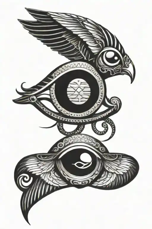 scarab beetle flying center eye of ra and eye of horus  beside tattoo design idea