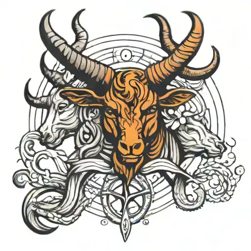 capricorn and taurus symbol tattoo design idea