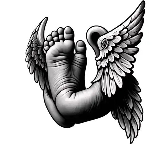 Baby Feet With Angel Wings tattoo design idea