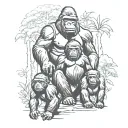 Gorilla family hiking tattoo design idea