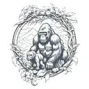 Gorilla family hiking tattoo design idea