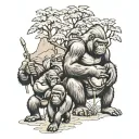 Gorilla family hiking tattoo design idea