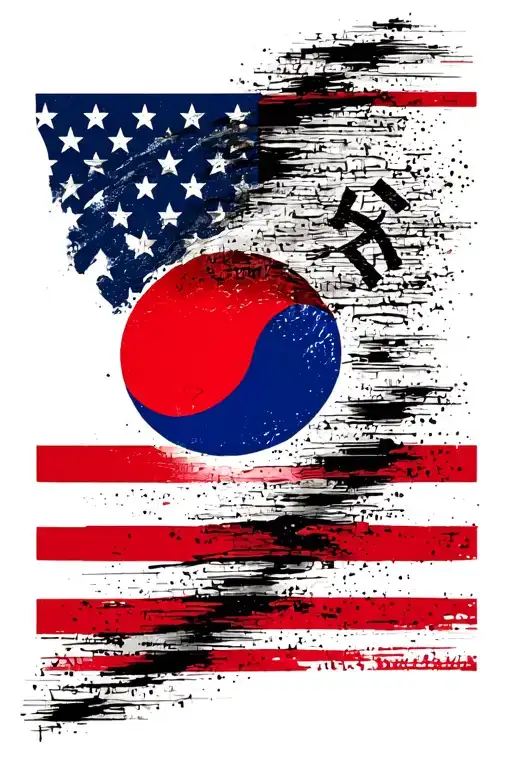 half Korean half american flag no human tattoo design idea