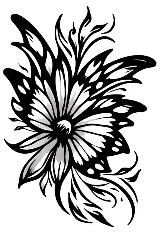 tribal butterfly flower simple design tattoo design idea
