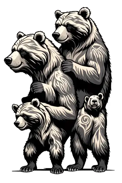 A family of bears working out together in a tribal tattoo design tattoo design idea