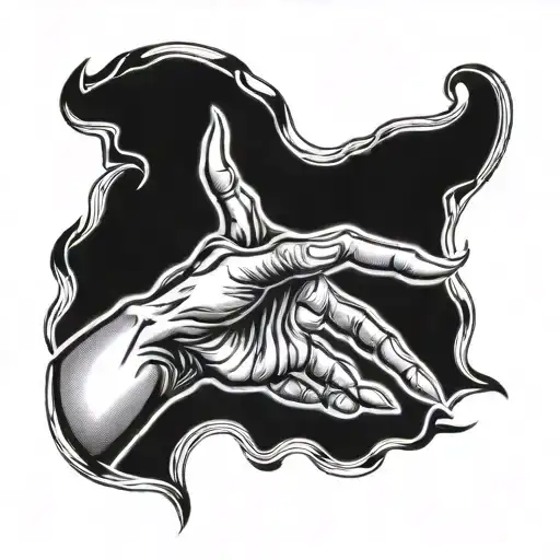 hand and thumb and fire  tattoo design idea
