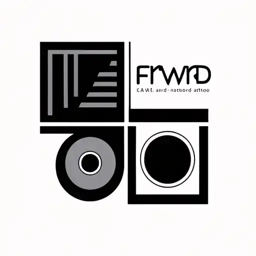 minimalistic tattoo with bold lines, square, and circle, and word frwrd tattoo design idea