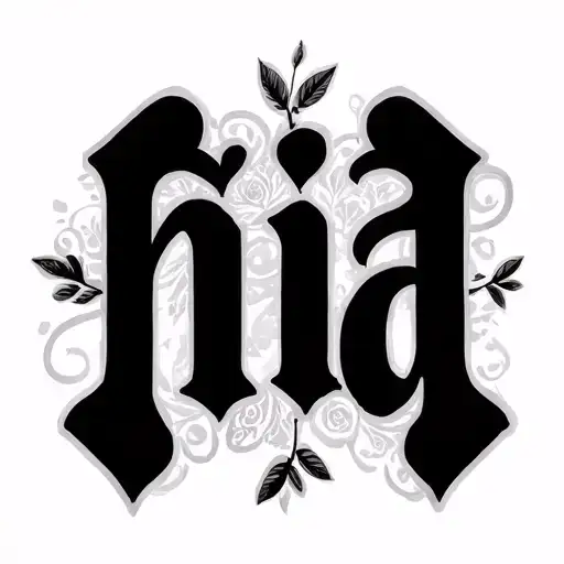 the name mia in lowercase and a period in a small Times New Roman font. tattoo design idea