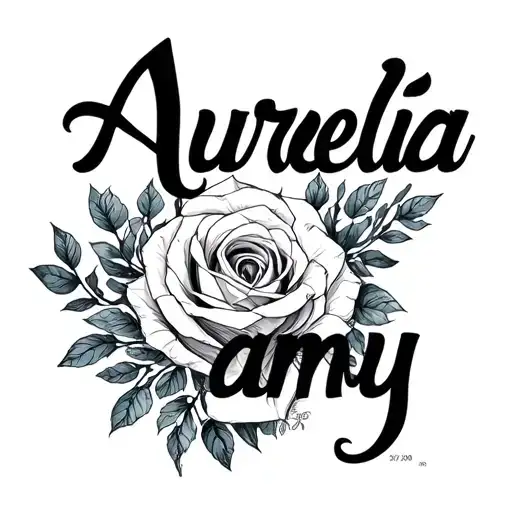 "Aurelia amy" name written tattoo design idea