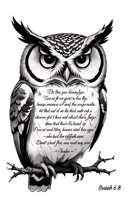 Isaiah 6:8 scripture incorporating relevant with owl tattoo design idea