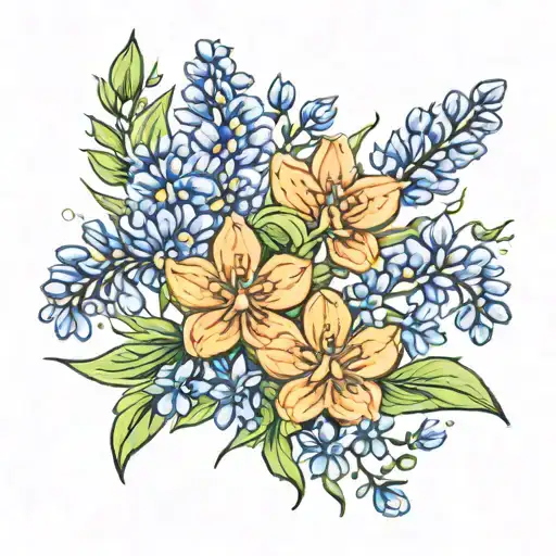 bluebonnets with pawprints tattoo design idea