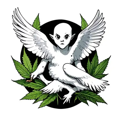 Casper with doves and weed tattoo design idea