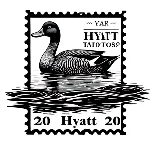 Can you create me a tattoo that looks like a stamp with a pintail duck and the name Hyatt in the stamp. Also the year 20 tattoo design idea
