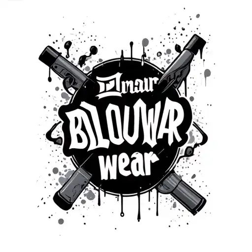 gritty street vibe grafitti trap street art  illustrations,urban streetwear elements luxury brand typography "BLOWwear" tattoo design idea