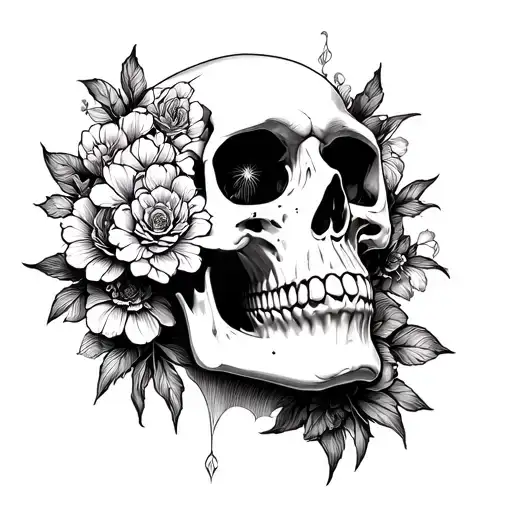 "Even paradise demands" Skull Face tattoo design idea