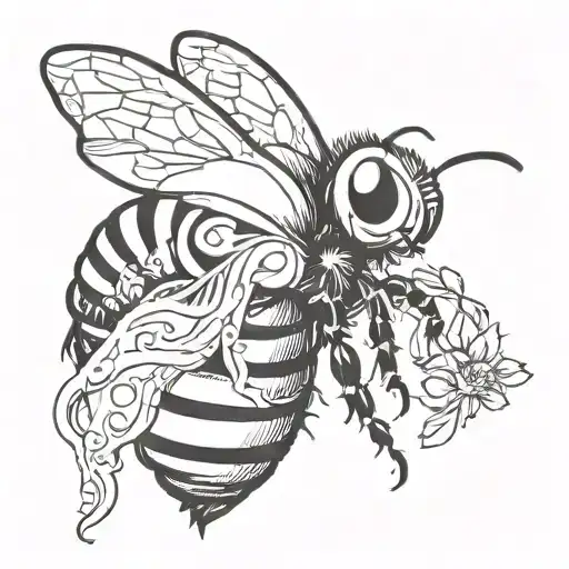 bee dressed up as a ghost holding tattoo design idea