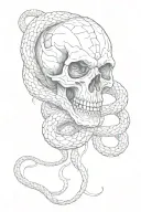 death skull snake coiling tattoo design idea