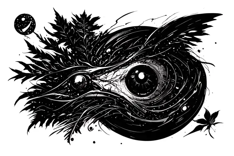 An abstract design symbolizing your diverse interests and hobbies, incorporating elements of ecology, programming, and project management tattoo design idea