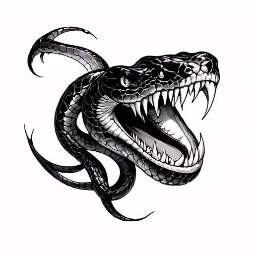 snake fangs with venom tattoo design idea