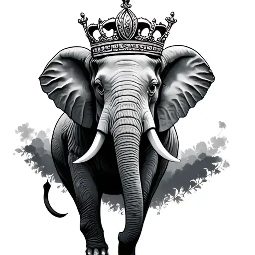 Elephant With Crown tattoo design idea