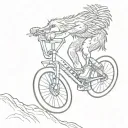 kiwi bird riding a downhill mountain bike tattoo design idea