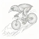 kiwi bird riding a downhill mountain bike tattoo design idea