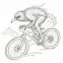 kiwi bird riding a downhill mountain bike tattoo design idea