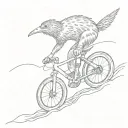 kiwi bird riding a downhill mountain bike tattoo design idea