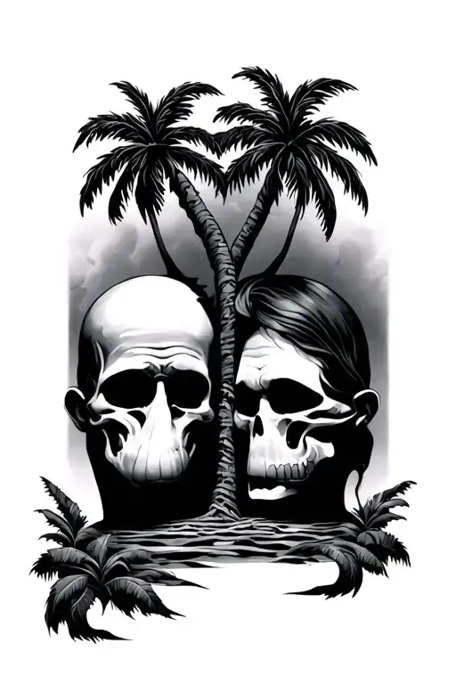 "hear no evil see no evil speak no evil"  with palm trees tattoo design idea