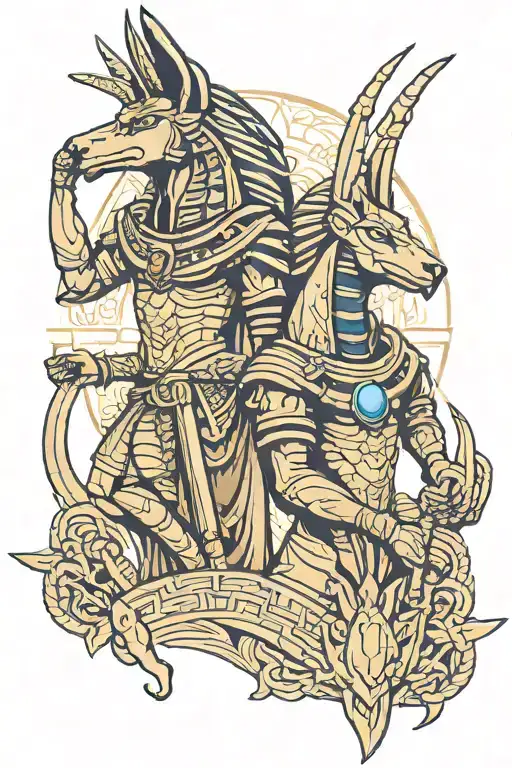 Horus and anubis tattoo design idea