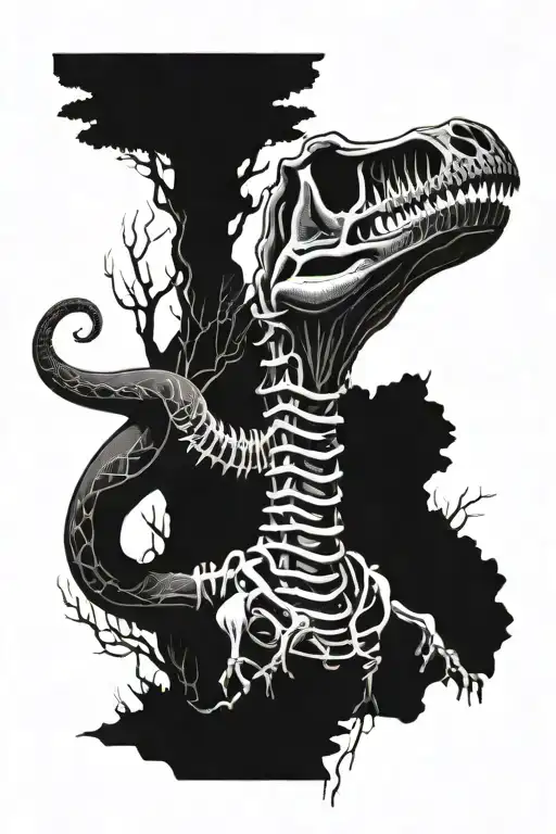 brontosaurus skeleton tattoo design idea