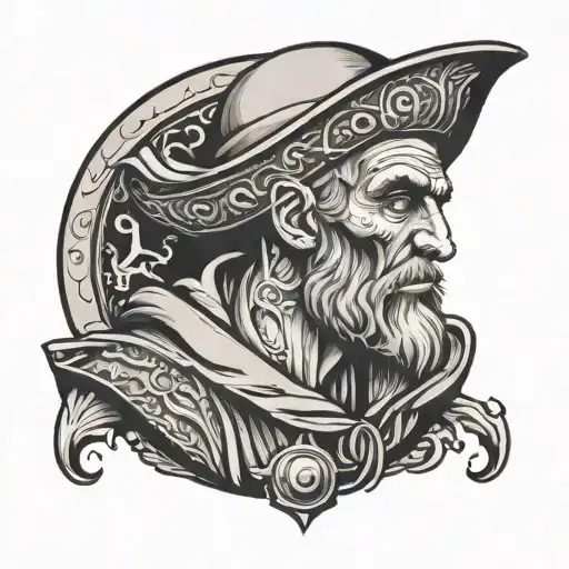 ferryman charon neo traditional style portrait tattoo design idea