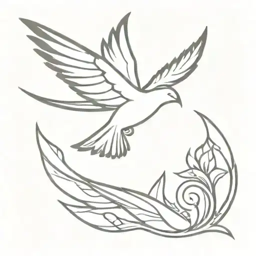 phoenix with swallows tattoo design idea