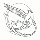 phoenix with swallows tattoo design idea