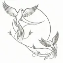 phoenix with swallows tattoo design idea