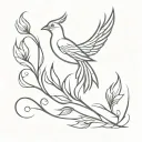 phoenix with swallows tattoo design idea