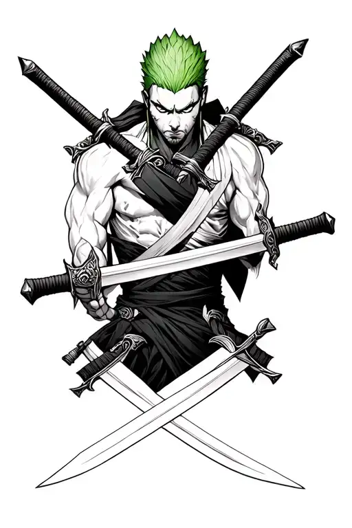 zoro three swords combined tattoo design idea